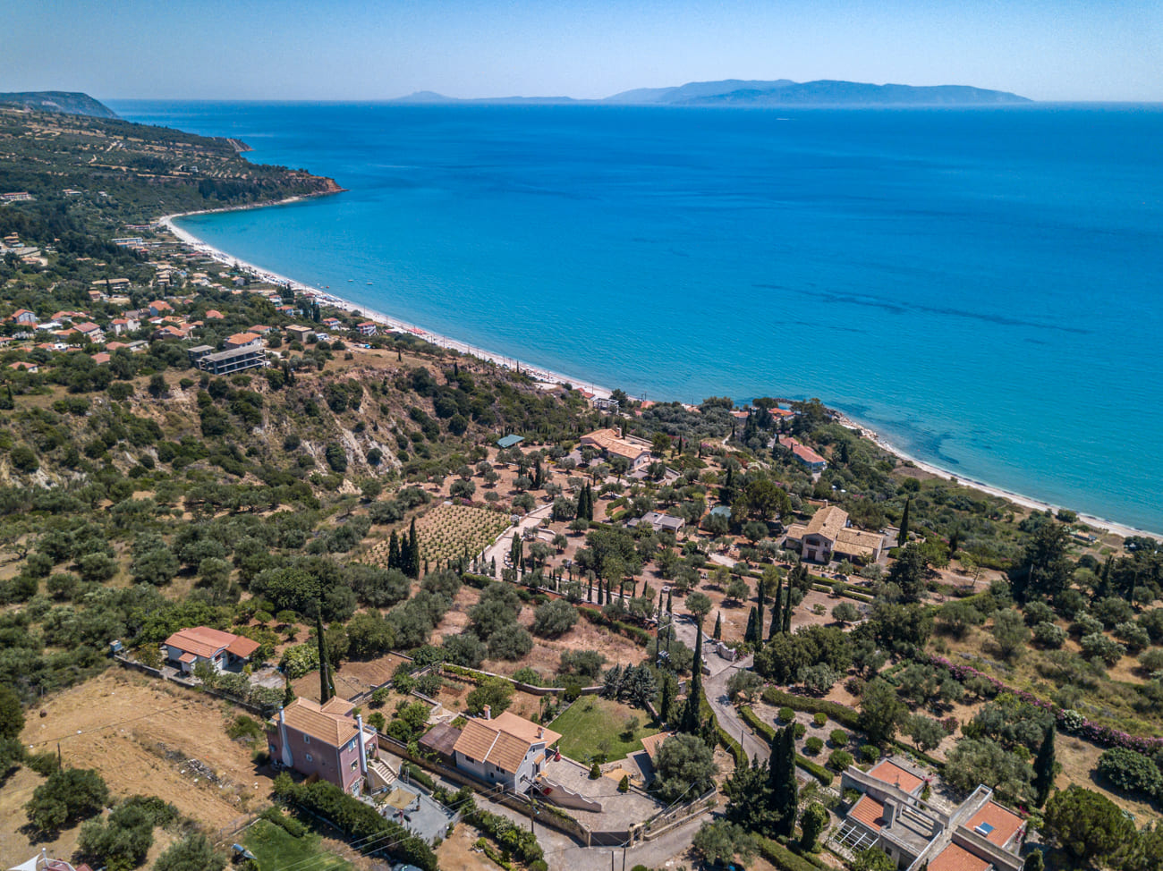 Drone image from Villa Harmony in Lourdata, Kefalonia