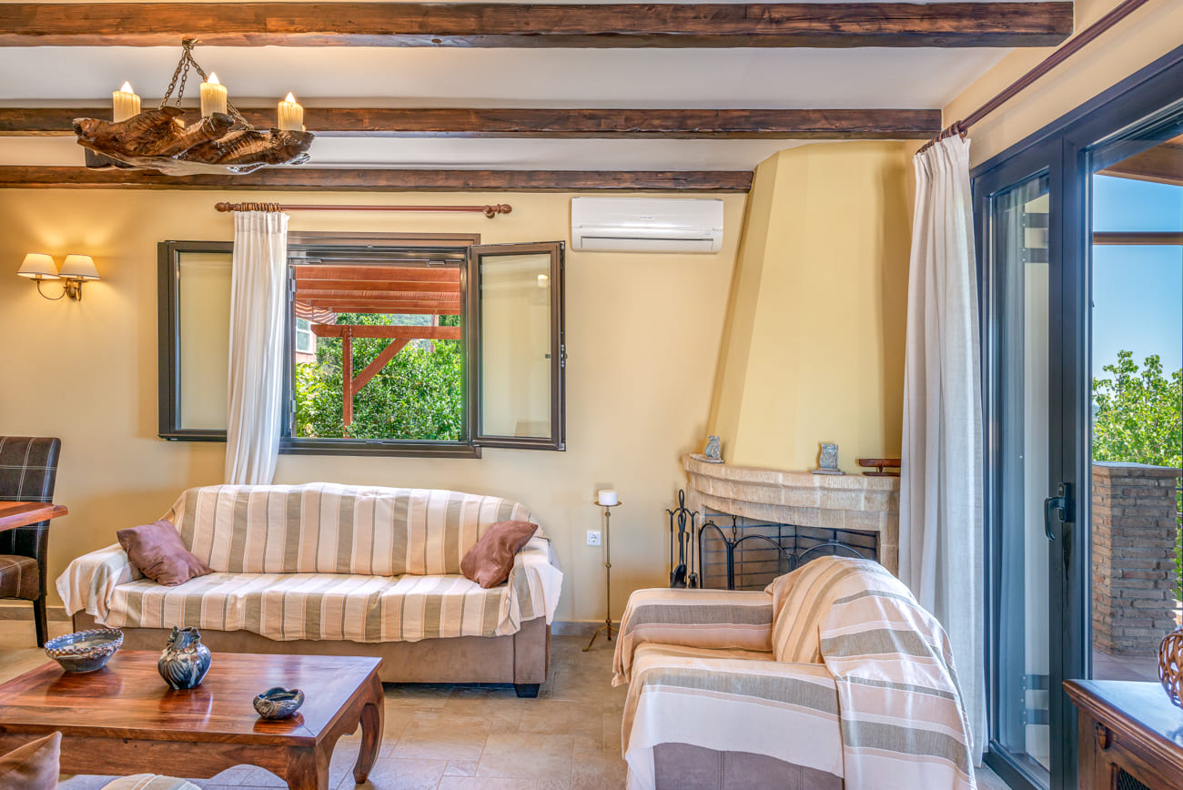 Living room of Villa Harmony in Lourdata, Kefalonia