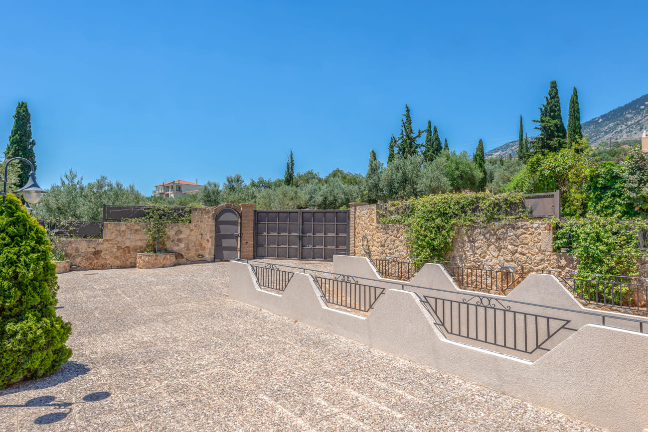 Parking area of Villa Harmony in Lourdata, Cephalonia