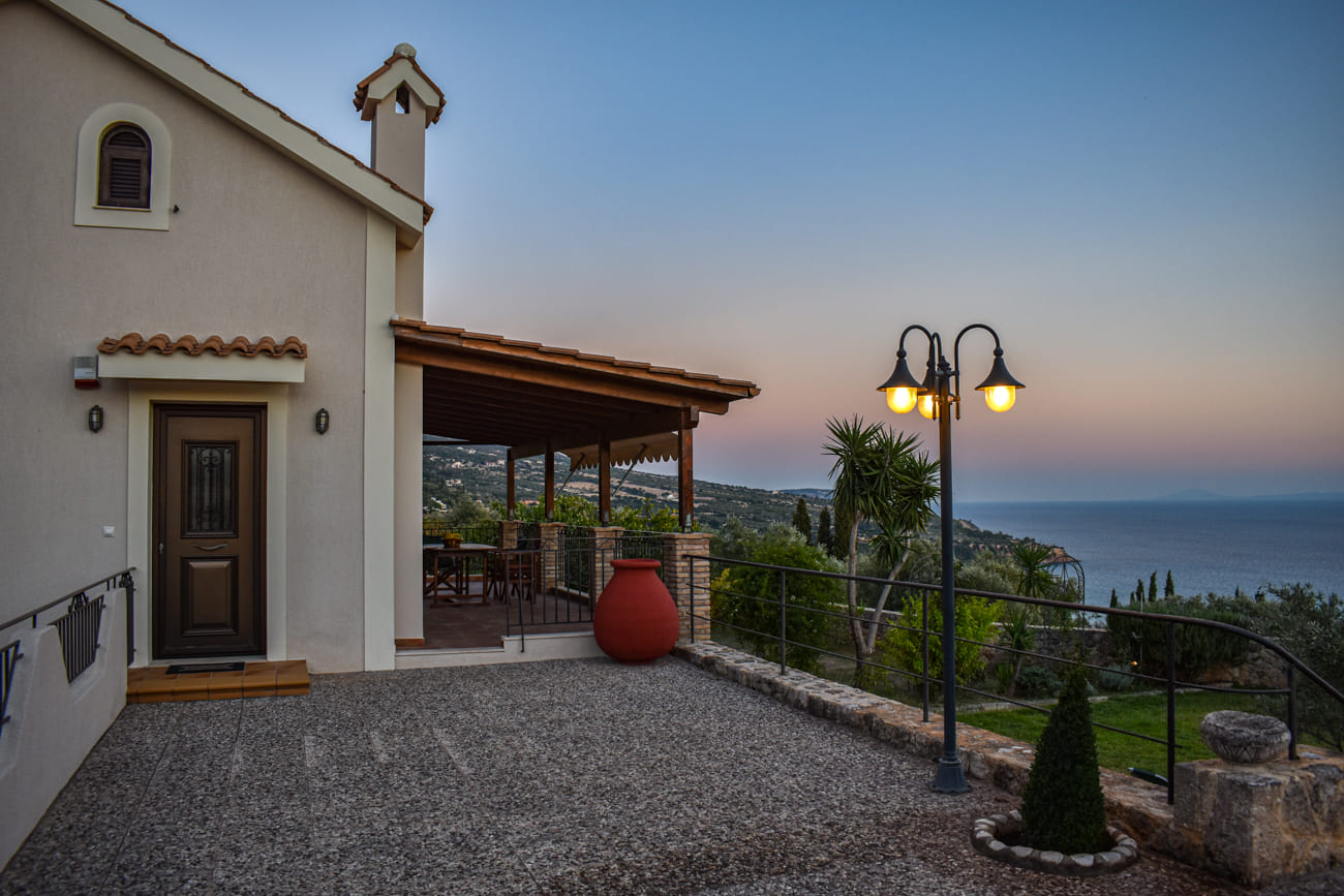 Parking and view image of Villa Harmony in Lourdata, Kefalonia
